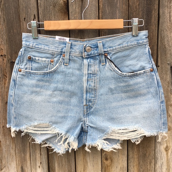 NWT Levi’s 501 High Rise Cutoff Denim Shorts Cotton Luxor Heat 27 - Picture 8 of 16